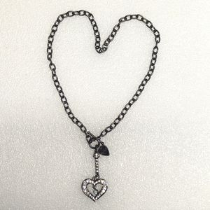 Hard Rock Black Chain Necklace With Heart Pendant